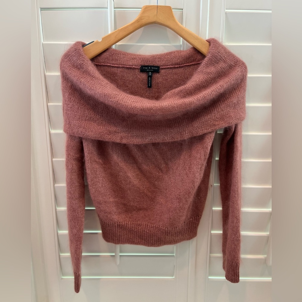 Rag & Bone mauve mohair silk off shoulder sweater Size M